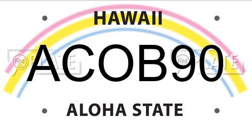 ACOB90 Hawaii License Plate