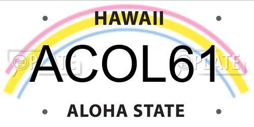 ACOL61 Hawaii License Plate