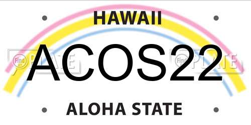 ACOS22 Hawaii License Plate