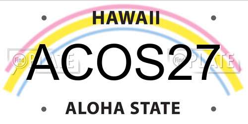 ACOS27 Hawaii License Plate