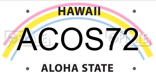 ACOS72 Hawaii License Plate
