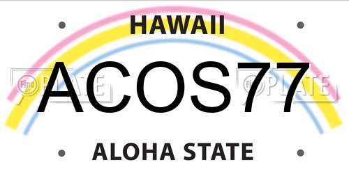 ACOS77 Hawaii License Plate