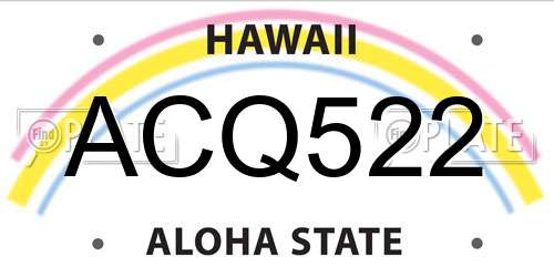 ACQ522 Hawaii License Plate