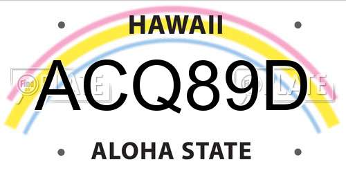 ACQ89D Hawaii License Plate