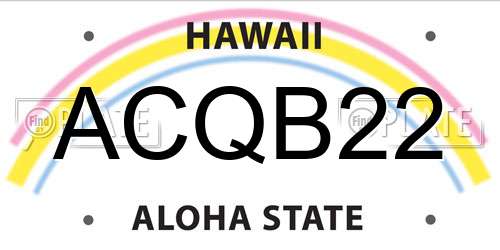ACQB22 Hawaii License Plate