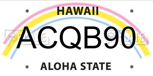 ACQB90 Hawaii License Plate