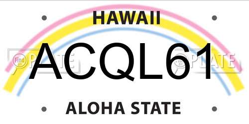 ACQL61 Hawaii License Plate