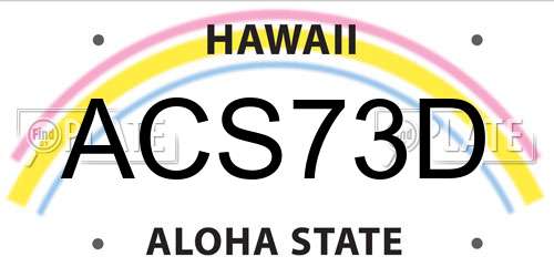 ACS73D Hawaii License Plate