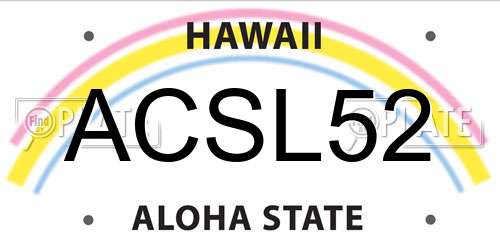 ACSL52 Hawaii License Plate
