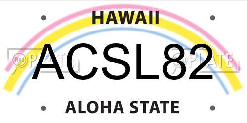 ACSL82 Hawaii License Plate
