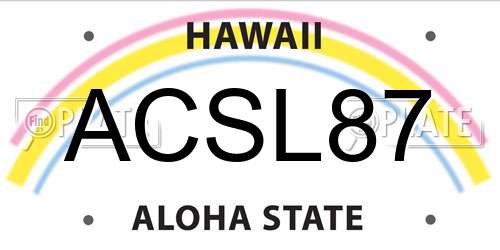 ACSL87 Hawaii License Plate