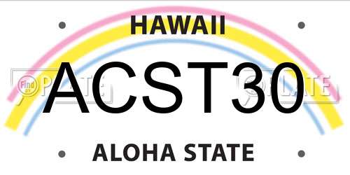 ACST30 Hawaii License Plate