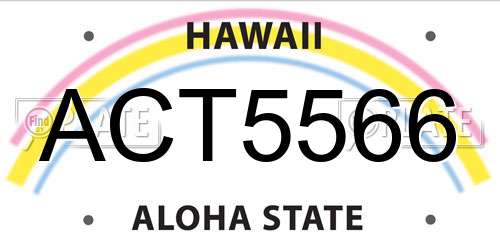 ACT5566 Hawaii License Plate