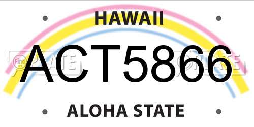 ACT5866 Hawaii License Plate