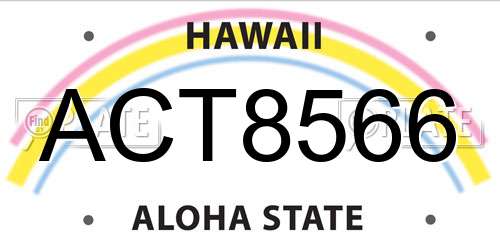ACT8566 Hawaii License Plate