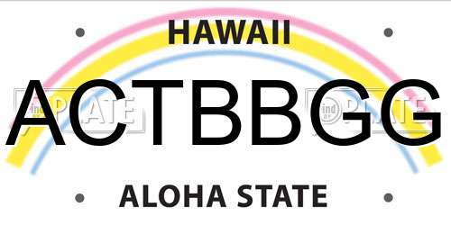 ACTBBGG Hawaii License Plate