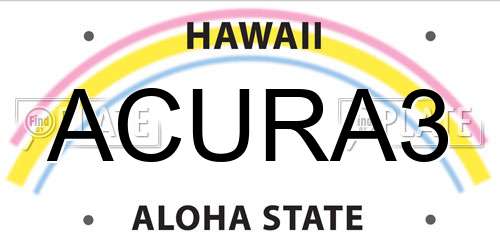 ACURA3 Hawaii License Plate