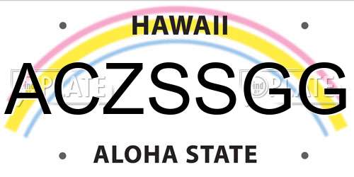 ACZSSGG Hawaii License Plate