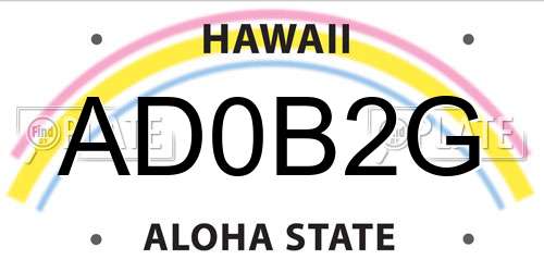 AD0B2G Hawaii License Plate