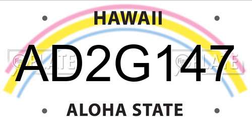 AD2G147 Hawaii License Plate