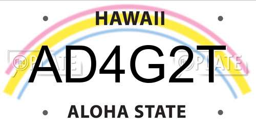 AD4G2T Hawaii License Plate