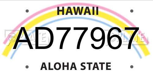 AD77967 Hawaii License Plate