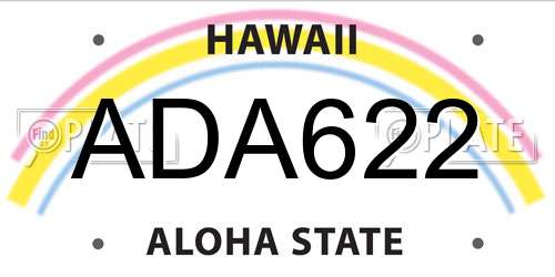 ADA622 Hawaii License Plate