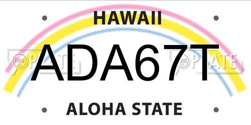 ADA67T Hawaii License Plate