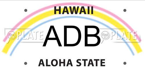 ADB Hawaii License Plate