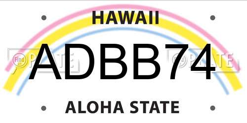 ADBB74 Hawaii License Plate