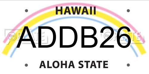 ADDB26 Hawaii License Plate