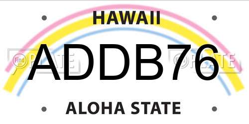 ADDB76 Hawaii License Plate