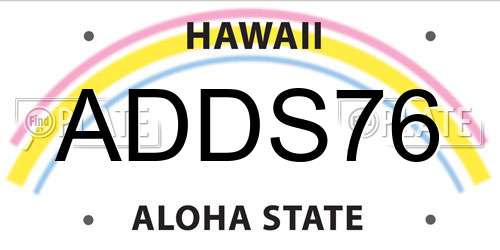 ADDS76 Hawaii License Plate