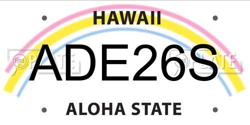 ADE26S Hawaii License Plate