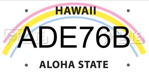ADE76B Hawaii License Plate