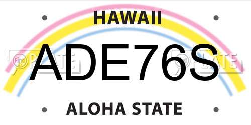 ADE76S Hawaii License Plate