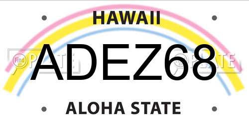 ADEZ68 Hawaii License Plate