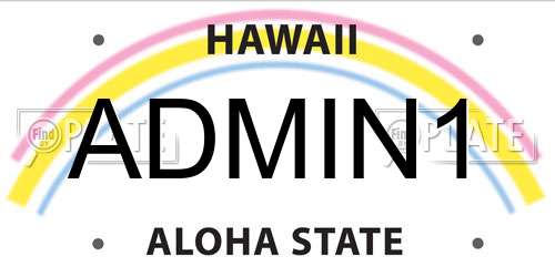 ADMIN1 Hawaii License Plate