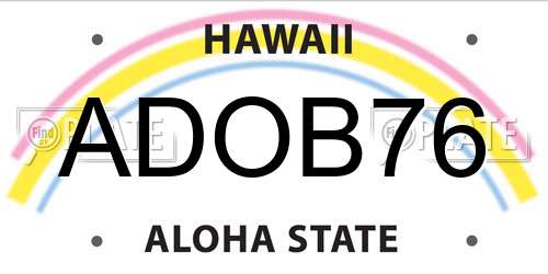 ADOB76 Hawaii License Plate
