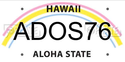 ADOS76 Hawaii License Plate
