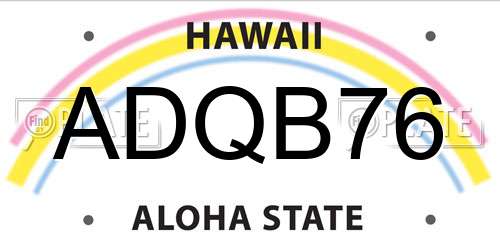 ADQB76 Hawaii License Plate