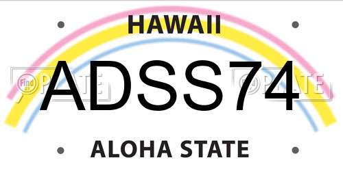 ADSS74 Hawaii License Plate