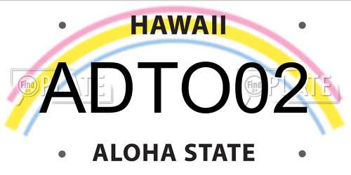 ADTO02 Hawaii License Plate
