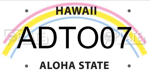 ADTO07 Hawaii License Plate