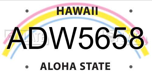 ADW5658 Hawaii License Plate