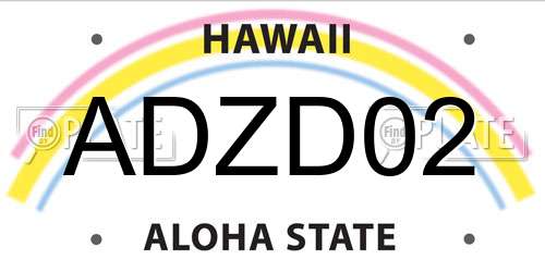 ADZD02 Hawaii License Plate