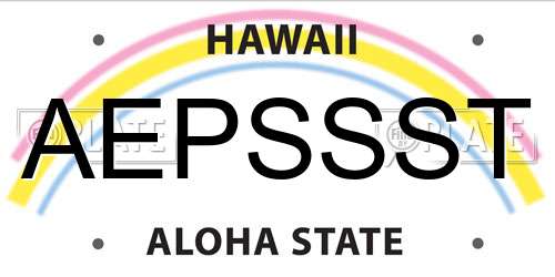 AEPSSST Hawaii License Plate