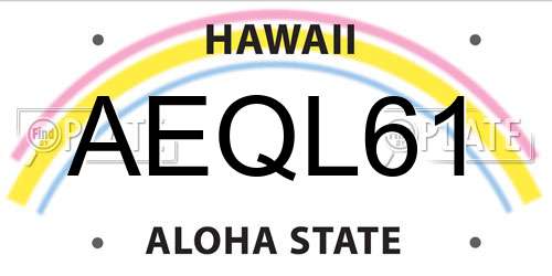 AEQL61 Hawaii License Plate