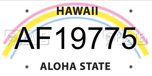 AF19775 Hawaii License Plate