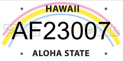 AF23007 Hawaii License Plate